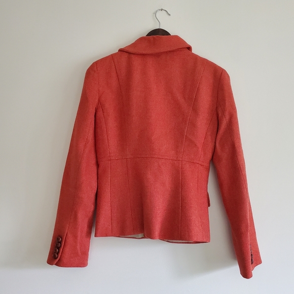 J CREW | Wool Herringbone Preppy Orange Bella Blazer Jacket (Size 4) - Picture 4 of 12